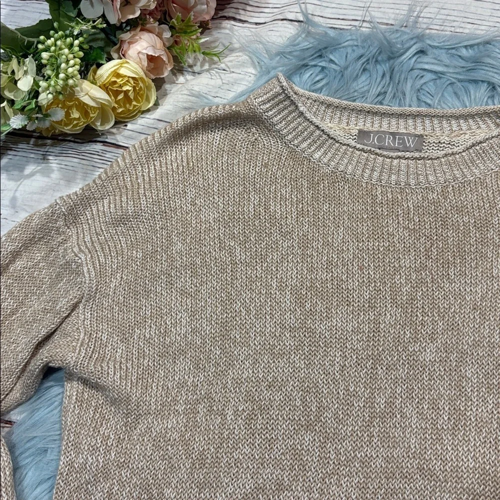 J. Crew Tan Relaxed cotton-linen blend beach sweater